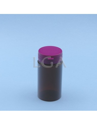 Pilulier plastique ambré cristal 100ml- à couvercle inviolable