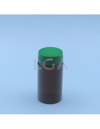 Pilulier plastique ambré cristal 100ml- à couvercle inviolable