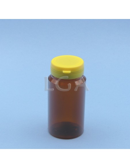 Crystal amber plastic capsule box 125ml with impregnable cap