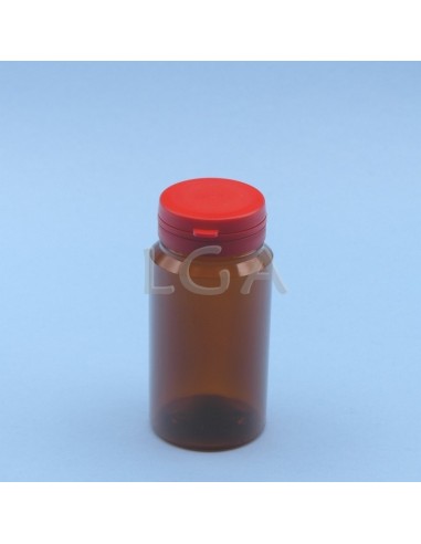 Zoppica a pillole in plastica cristallo ambrato 125ml con capsula antimanomissione