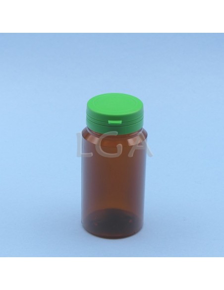 Zoppica a pillole in plastica cristallo ambrato 125ml con capsula antimanomissione
