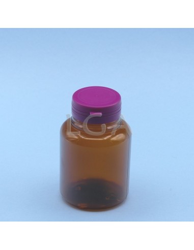 Kapselbox aus Plastik, bernsteinfarben- kristallen, 200ml mit Verschluss mit Sicherheitsgewinde