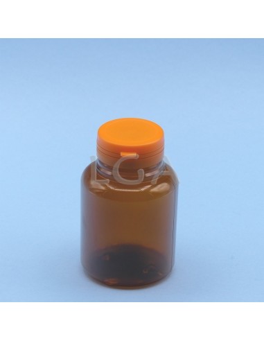 Kapselbox aus Plastik, bernsteinfarben- kristallen, 200ml mit Verschluss mit Sicherheitsgewinde