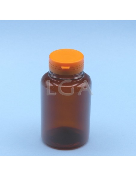 Crystal amber plastic capsule box 250ml with impregnable cap