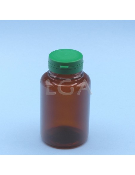 Zoppica a pillole in plastica cristallo ambrato 250ml con capsula antimanomissione