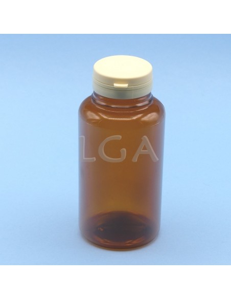 Crystal amber plastic capsule box 300ml with impregnable cap