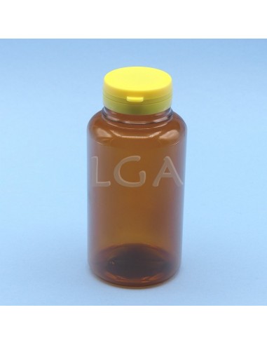 Zoppica a pillole in plastica cristallo ambrato 300ml con capsula antimanomissione