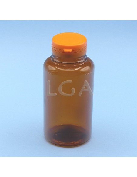 Crystal amber plastic capsule box 300ml with impregnable cap
