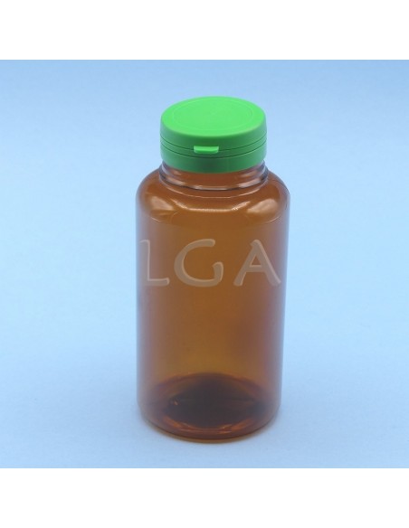 Zoppica a pillole in plastica cristallo ambrato 300ml con capsula antimanomissione