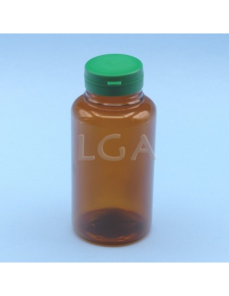 Crystal amber plastic capsule box 300ml with impregnable cap