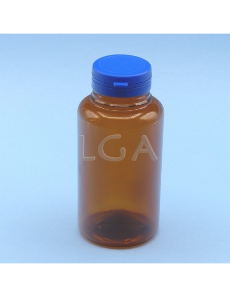 Crystal amber plastic capsule box 300ml with impregnable cap