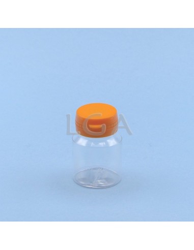 Pilulier plastique cristal 30ml, à couvercle inviolable
