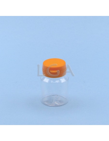 Pilulier plastique cristal 30ml, à couvercle inviolable