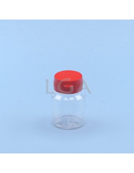 Pilulier plastique cristal 30ml, à couvercle inviolable