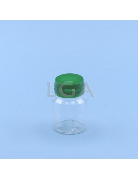 Pilulier plastique cristal 30ml, à couvercle inviolable