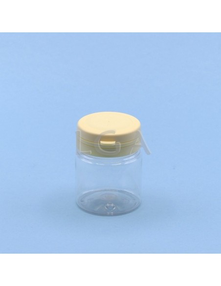 Kapselbox aus Plastik, kristallin, 50ml mit Verschluss mit Sicherheitsgewinde