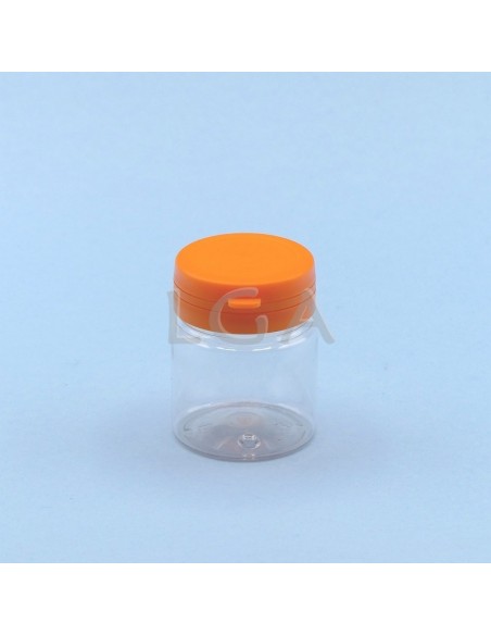 Pilulier plastique cristal 50ml, à couvercle inviolable
