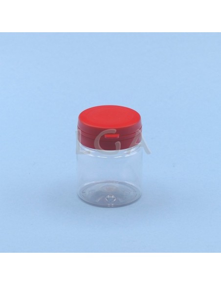 Kapselbox aus Plastik, kristallin, 50ml mit Verschluss mit Sicherheitsgewinde