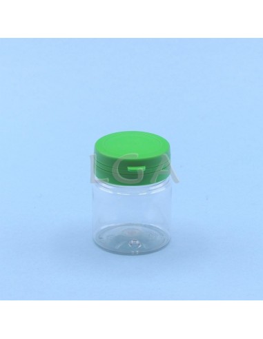 Kapselbox aus Plastik, kristallin, 50ml mit Verschluss mit Sicherheitsgewinde