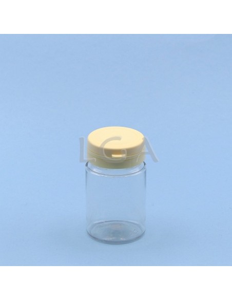 Crystal plastic capsule box 75ml with impregnable wide cap