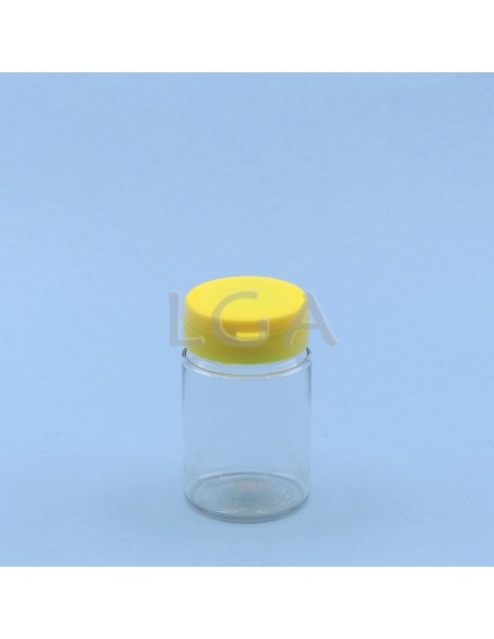Crystal plastic capsule box 75ml with impregnable wide cap
