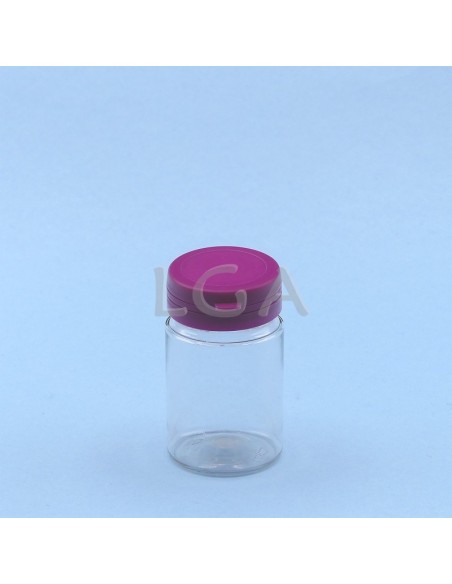 Pilulier plastique cristal 75ml, à couvercle inviolable