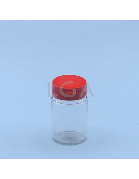Pilulier plastique cristal 75ml, à couvercle inviolable