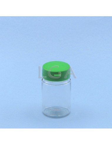 Pilulier plastique cristal 75ml, à couvercle inviolable
