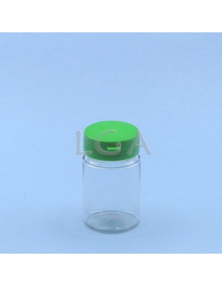 Pilulier plastique cristal 75ml, à couvercle inviolable