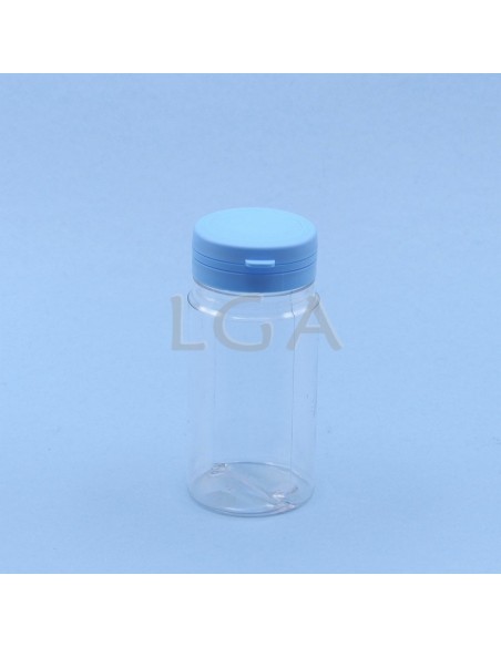 Pilulier plastique cristal 100ml, à couvercle inviolable