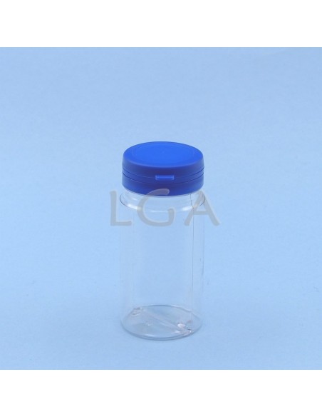 Kapselbox aus Plastik, kristallin, 100ml mit Verschluss mit Sicherheitsgewinde