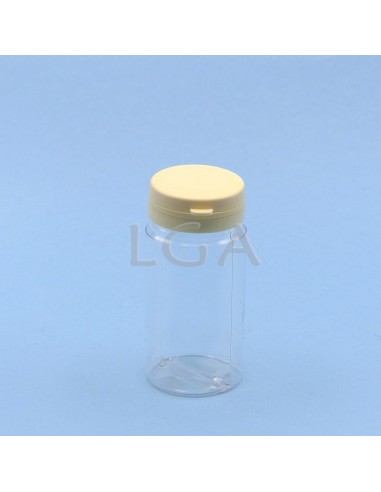 Kapselbox aus Plastik, kristallin, 100ml mit Verschluss mit Sicherheitsgewinde