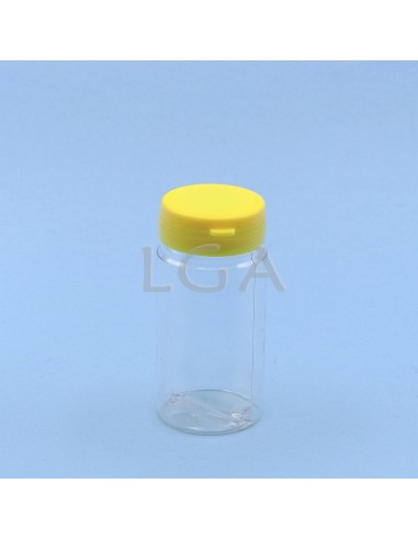 Kapselbox aus Plastik, kristallin, 100ml mit Verschluss mit Sicherheitsgewinde