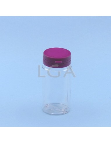 Kapselbox aus Plastik, kristallin, 100ml mit Verschluss mit Sicherheitsgewinde