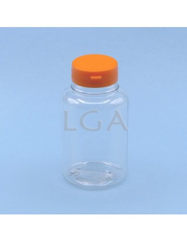 Pilulier plastique cristal 250ml, à couvercle inviolable