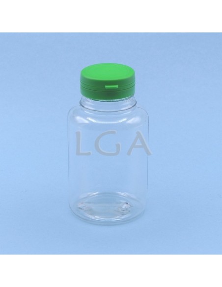 Pilulier plastique cristal 250ml, à couvercle inviolable