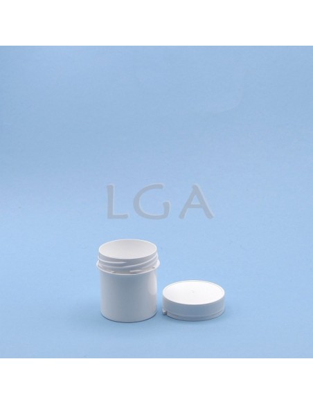Pot plastique vissant blanc avec couvercle inviolable