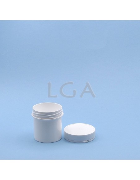 Pot plastique vissant blanc avec couvercle inviolable