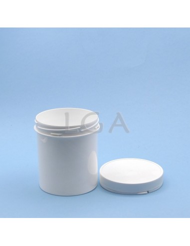 Pot plastique vissant blanc avec couvercle inviolable