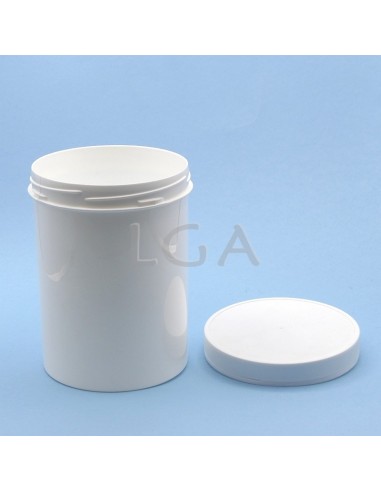 Pot plastique vissant blanc avec couvercle inviolable