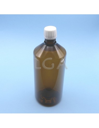 Flacons sirop PET ambré ronds Ø28 1000ml