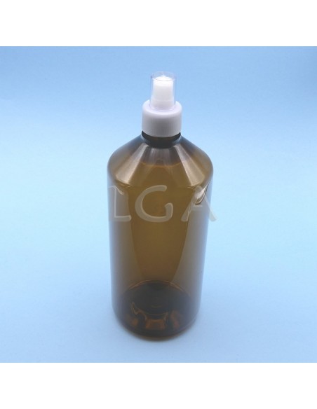 Frasco rotondo para jarabe- de plástico ámbar Ø28 1000ml