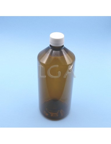 Flacone rotondo per sciroppo- PET plastica ambra Ø28 1000ml