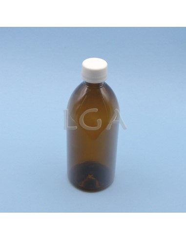 Flacons sirop PET ambré ronds Ø28 500ml