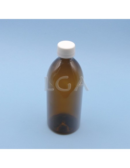 Flacone rotondo per sciroppo- PET plastica ambra Ø28 500ml