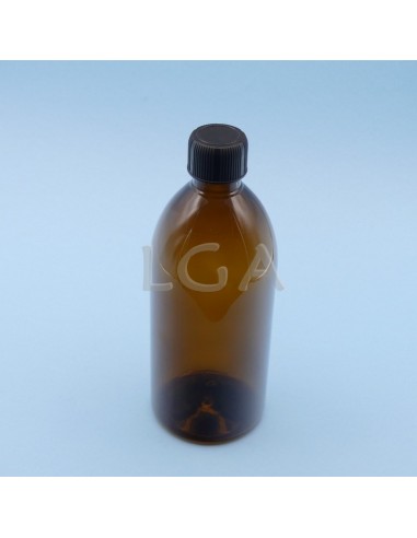 Flacone rotondo per sciroppo- PET plastica ambra Ø28 500ml