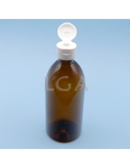 Flacone rotondo per sciroppo- PET plastica ambra Ø28 500ml