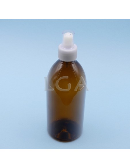 Flacons sirop PET ambré ronds Ø28 500ml