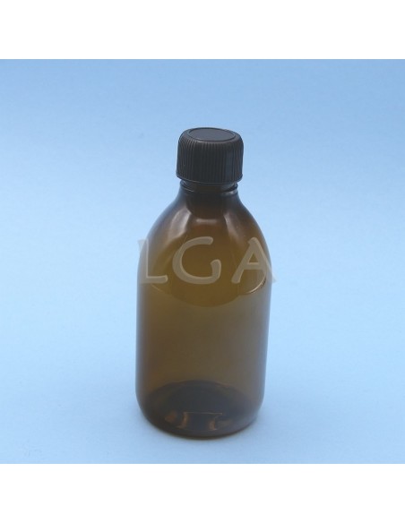 PET crystal amber round syrup bottles Ø28 300ml