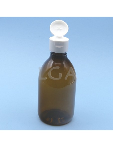 Flacons sirop PET ambré ronds Ø28 300ml